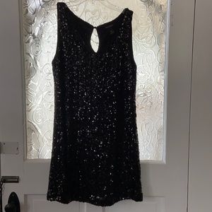 White House Black Market Black Sequin Dress Sz XL